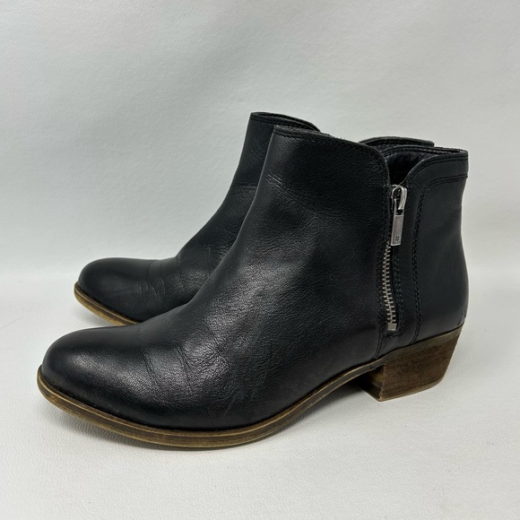 Lucky Brand Shoes - Lucky Brand Breah Booties Womens Size 9 Black Leather Double Zipper Ankle Boot